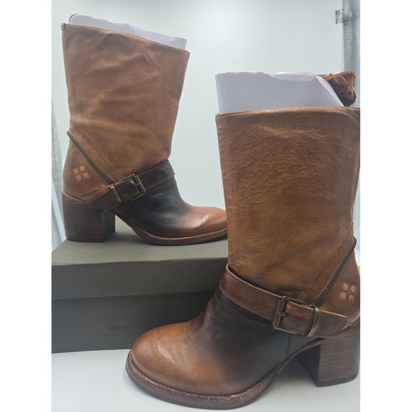 Patricia Nash Shoes - Patricia Nash Lombardy Women's Boots 8.5 Tan Leather Western Harness Moto Boho